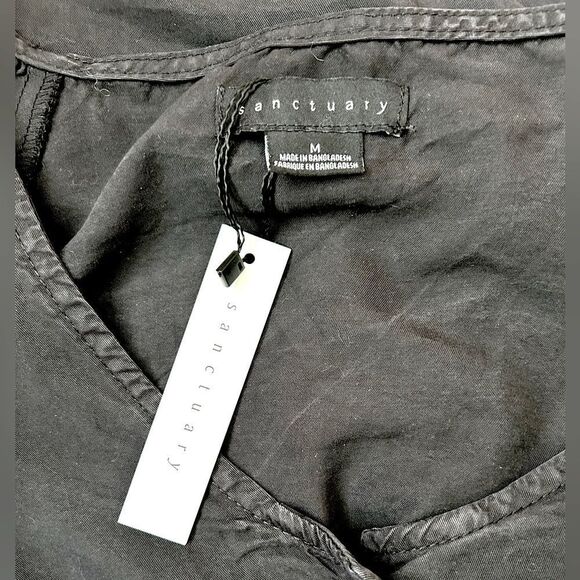 Sanctuary Mila Solid-Hued Black Lyocell Button Down Half Sleeve Top Size Medium - Picture 12 of 13